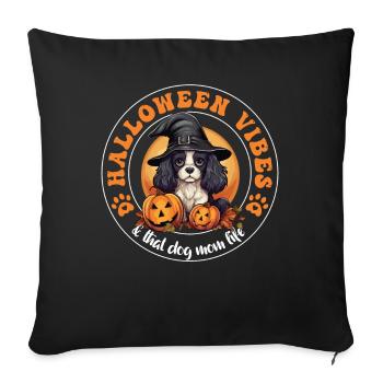 Halloween Witch Hat Pumpkin Dog Cavalier King - Sofa pillowcase 17,3'' x 17,3'' (45 x 45 cm) - black - Front