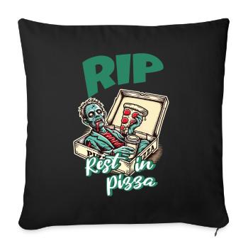 Effrayant Drôle Pizza Lover Zombie - Housse de coussin décorative 45 x 45 cm - noir - Devant