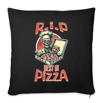 Effrayant Drôle Pizza Lover Zombie - Housse de coussin décorative 45 x 45 cm - noir - Devant