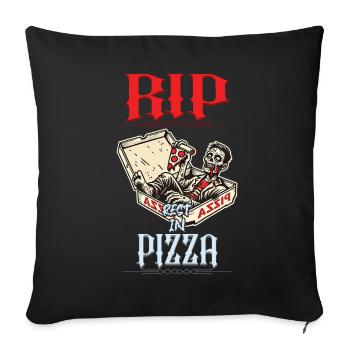 Effrayant Drôle Pizza Lover Zombie - Housse de coussin décorative 45 x 45 cm - noir - Devant
