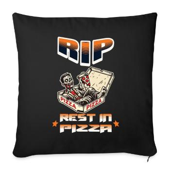 Effrayant Drôle Pizza Lover Zombie - Housse de coussin décorative 45 x 45 cm - noir - Devant