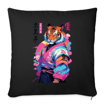 Tiger Yokai Vaporwave Aesthetic Samurai Kunst - Sofakissenbezug 45 x 45 cm - Schwarz - Vorne