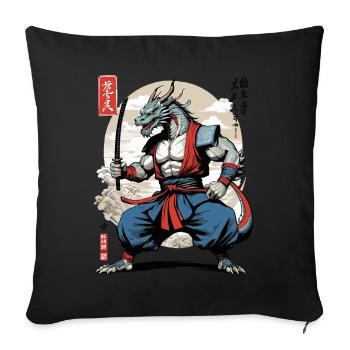 Dragon Samurai Vintage Ukiyo-e Style - Sofa pillowcase 17,3'' x 17,3'' (45 x 45 cm) - black - Front