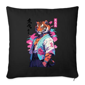Tiger Yokai Vaporwave Aesthetic Samurai Kunst - Sofakissenbezug 45 x 45 cm - Schwarz - Vorne