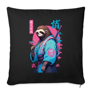 Esthétique Samouraï Paresseux Style Vaporwave - Housse de coussin décorative 45 x 45 cm - noir - Devant