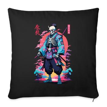 Oni Skeleton Samurai & Vaporwave Aesthetic Design - Sofa pillowcase 17,3'' x 17,3'' (45 x 45 cm) - black - Front