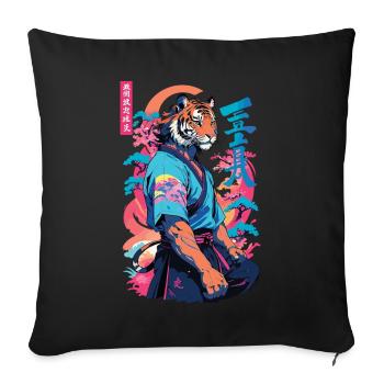 Tiger Yokai Vaporwave Aesthetic Samurai Kunst - Sofakissenbezug 45 x 45 cm - Schwarz - Vorne