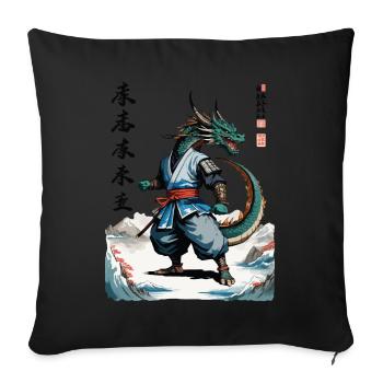 Drachen Samurai Vintage Ukiyo-e Stil Japan Kunst - Sofakissenbezug 45 x 45 cm - Schwarz - Vorne