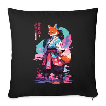 Kitsune Samurai Fox Aesthetic Vaporwave Style - Sofa pillowcase 17,3'' x 17,3'' (45 x 45 cm) - black - Front