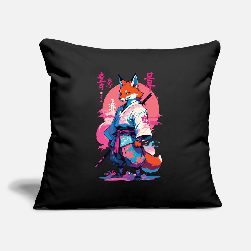 Kitsune Samurai Fox Aesthetic Vaporwave Style Sofa pillowcase 17,3'' x 17,3'' (45 x 45 cm)