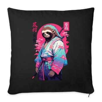 Esthétique Samouraï Paresseux Style Vaporwave - Housse de coussin décorative 45 x 45 cm - noir - Devant