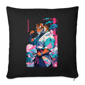 Tiger Yokai Vaporwave Aesthetic Samurai Kunst - Sofakissenbezug 45 x 45 cm - Schwarz - Vorne
