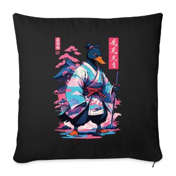 Samurai Duck Aesthetic Vaporwave Style Japanese - Sofa pillowcase 17,3'' x 17,3'' (45 x 45 cm) - black - Front