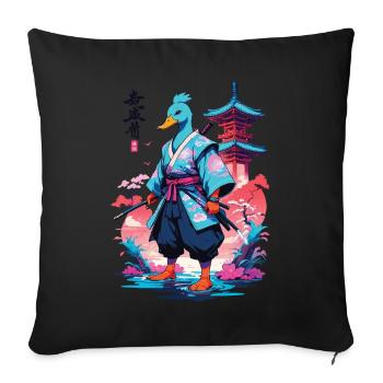 Samurai Duck Aesthetic Vaporwave Style - Sofa pillowcase 17,3'' x 17,3'' (45 x 45 cm) - black - Front
