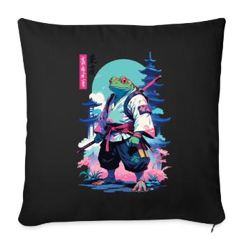 Grenouille samouraï Esthétique Style Vaporwave - Housse de coussin décorative 45 x 45 cm - noir - Devant