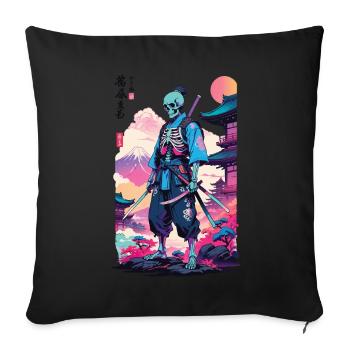 Oni Skelett Samurai & Vaporwave Aesthetic Design - Sofakissenbezug 45 x 45 cm - Schwarz - Vorne