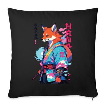 Kitsune Samurai Fox Aesthetic Vaporwave Style - Sofa pillowcase 17,3'' x 17,3'' (45 x 45 cm) - black - Front
