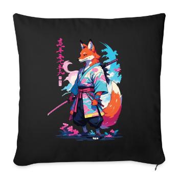 Kitsune Samurai Fox Aesthetic Vaporwave Style - Sofa pillowcase 17,3'' x 17,3'' (45 x 45 cm) - black - Front