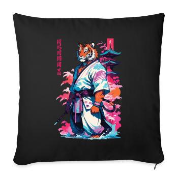 Tiger Yokai Vaporwave Aesthetic Samurai Art - Sofa pillowcase 17,3'' x 17,3'' (45 x 45 cm) - black - Front