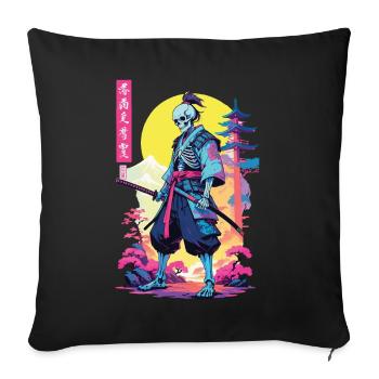 Oni Skeleton Samurai Vaporwave Esthétique - Housse de coussin décorative 45 x 45 cm - noir - Devant