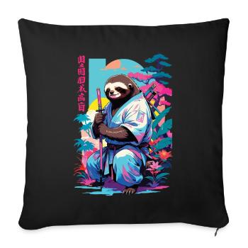 Esthétique Samouraï Paresseux Style Vaporwave - Housse de coussin décorative 45 x 45 cm - noir - Devant