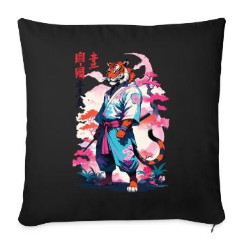 Tiger Yokai Vaporwave Aesthetic Samurai Kunst - Sofakissenbezug 45 x 45 cm - Schwarz - Vorne