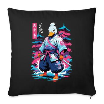 Samurai Duck Aesthetic Vaporwave Style Japan - Sofa pillowcase 17,3'' x 17,3'' (45 x 45 cm) - black - Front