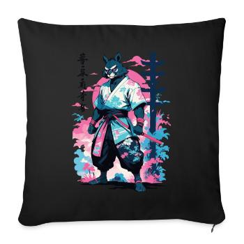 Tanuki Yokai Vaporwave Esthétique Art des samouraïs - Housse de coussin décorative 45 x 45 cm - noir - Devant