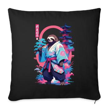 Esthétique Samouraï Paresseux Style Vaporwave - Housse de coussin décorative 45 x 45 cm - noir - Devant