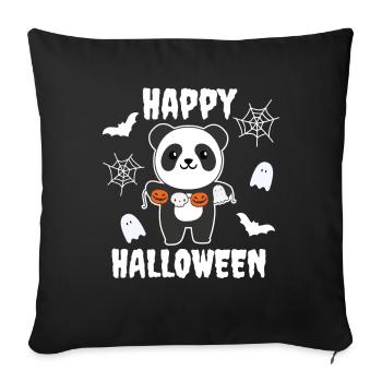Panda Happy Halloween Pumpkin Bat Costume - Sofa pillowcase 17,3'' x 17,3'' (45 x 45 cm) - black - Front