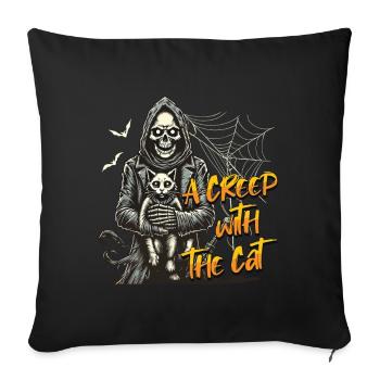 Halloween Cats Design: A Creep With The Cat - Sofa pillowcase 17,3'' x 17,3'' (45 x 45 cm) - black - Front