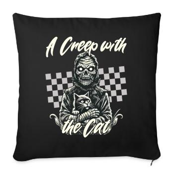 gruseliHalloween: A scary with the cat - Sofa pillowcase 17,3'' x 17,3'' (45 x 45 cm) - black - Front