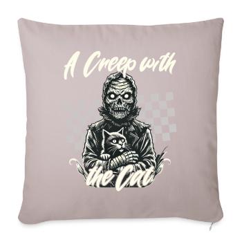 gruseliHalloween : Une frayeur avec le chat - Housse de coussin décorative 45 x 45 cm - taupe clair - Devant