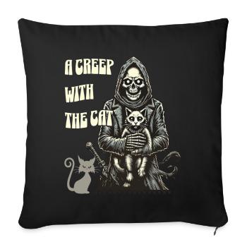 A scary with the cat Halloween motif - Sofa pillowcase 17,3'' x 17,3'' (45 x 45 cm) - black - Front