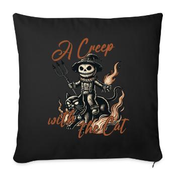 Halloween: A scary one with the cat - Sofa pillowcase 17,3'' x 17,3'' (45 x 45 cm) - black - Front