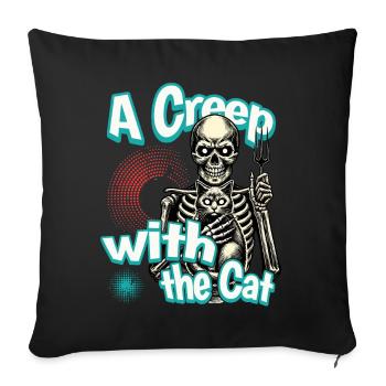 Halloween Skeleton with Cat - A Creep with the Cat - Sofa pillowcase 17,3'' x 17,3'' (45 x 45 cm) - black - Front