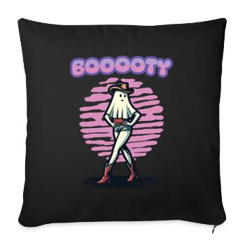 Drôle Halloween Butin Cowboy Fille Fantôme - Housse de coussin décorative 45 x 45 cm - noir - Devant