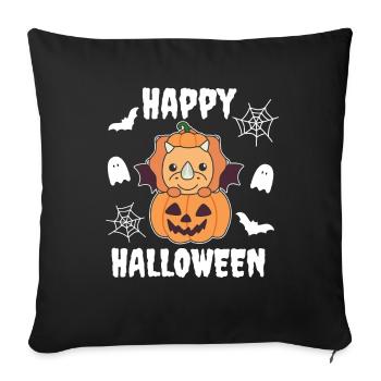 Triceratops Happy Halloween Pumpkin Bat - Sofa pillowcase 17,3'' x 17,3'' (45 x 45 cm) - black - Front