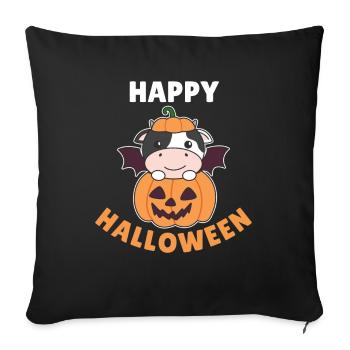 Cow Happy Halloween Pumpkin Bat Costume - Sofa pillowcase 17,3'' x 17,3'' (45 x 45 cm) - black - Front