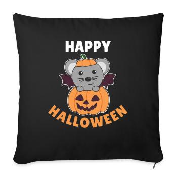 Mouse Happy Halloween Pumpkin Bat Costume - Sofa pillowcase 17,3'' x 17,3'' (45 x 45 cm) - black - Front