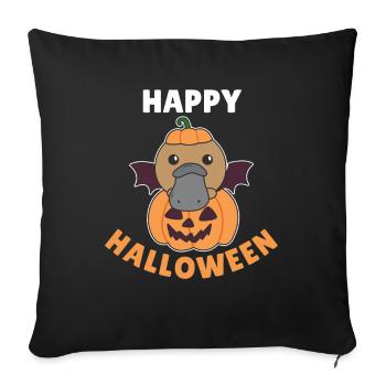 Platypus Happy Halloween Pumpkin Bat - Sofa pillowcase 17,3'' x 17,3'' (45 x 45 cm) - black - Front