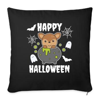 Reh Happy Halloween Hexenkessel Fledermaus - Sofakissenbezug 45 x 45 cm - Schwarz - Vorne