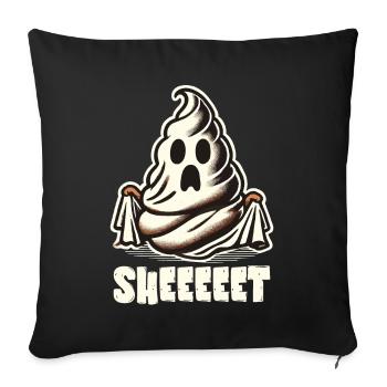 Halloween Caca Drôle Feuille Fantôme - Housse de coussin décorative 45 x 45 cm - noir - Devant