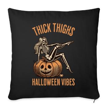 Funny Halloween Thick Thighs Halloween Vibes - Sofa pillowcase 17,3'' x 17,3'' (45 x 45 cm) - black - Front