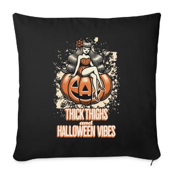 Funny Halloween with pumpkin and vibes - Sofa pillowcase 17,3'' x 17,3'' (45 x 45 cm) - black - Front