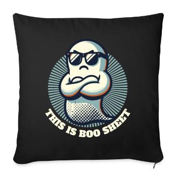Drôle de fantôme d’Halloween : c’est la feuille Boo - Housse de coussin décorative 45 x 45 cm - noir - Devant