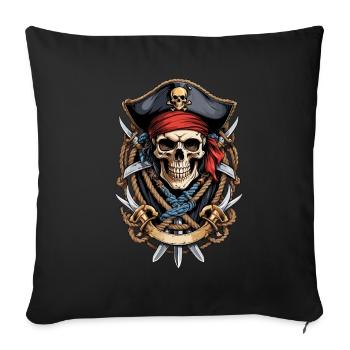 Drôle de Pirate Tenue Jolly Roger Design - Housse de coussin décorative 45 x 45 cm - noir - Devant