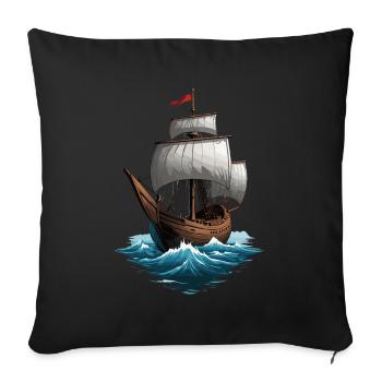 Historic Sailing Ship Adventure Romance - Sofa pillowcase 17,3'' x 17,3'' (45 x 45 cm) - black - Front
