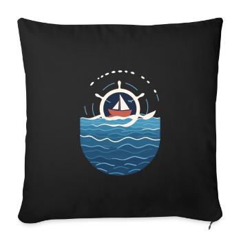 Captain on the high seas with boat motif - Sofa pillowcase 17,3'' x 17,3'' (45 x 45 cm) - black - Front