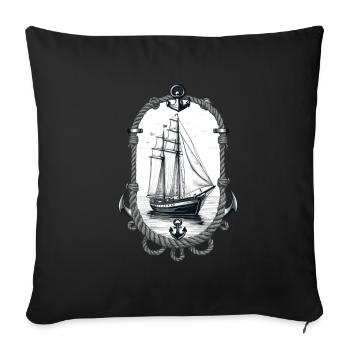 Maritime Adventure Sailing Ship Illustration - Sofa pillowcase 17,3'' x 17,3'' (45 x 45 cm) - black - Front